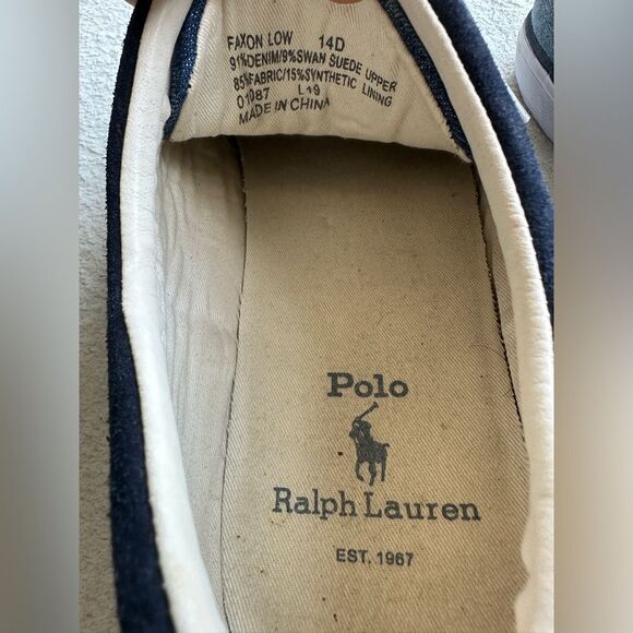 Polo Ralph Lauren Men's Blue Faxon Classic‎ Low-Top Denim Sneakers Size 14D - Picture 9 of 12